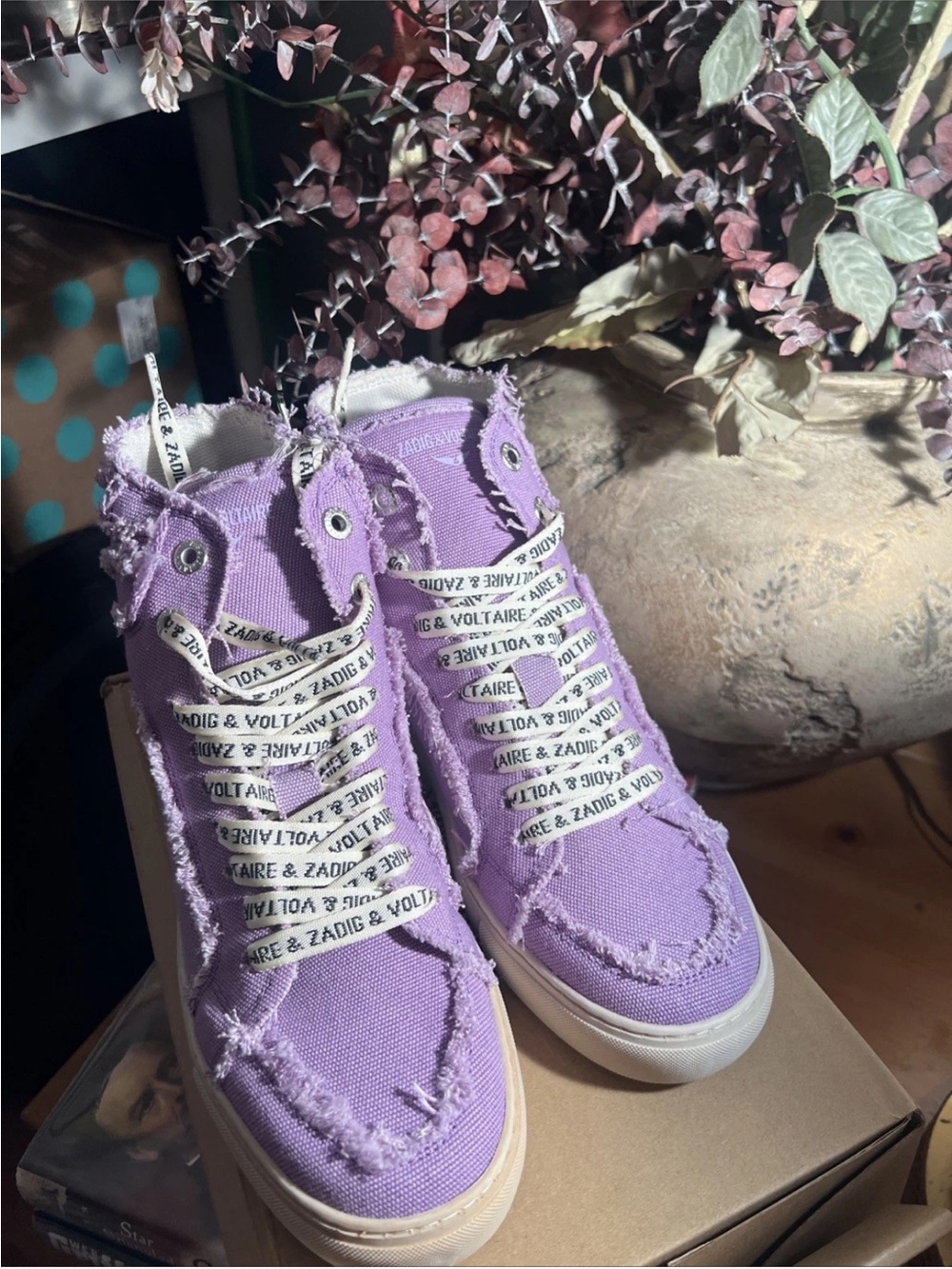 NIB ZADIG & VOLTAIRE sz 39 8 9 Flash High top canvas sneaker in boomerang purple